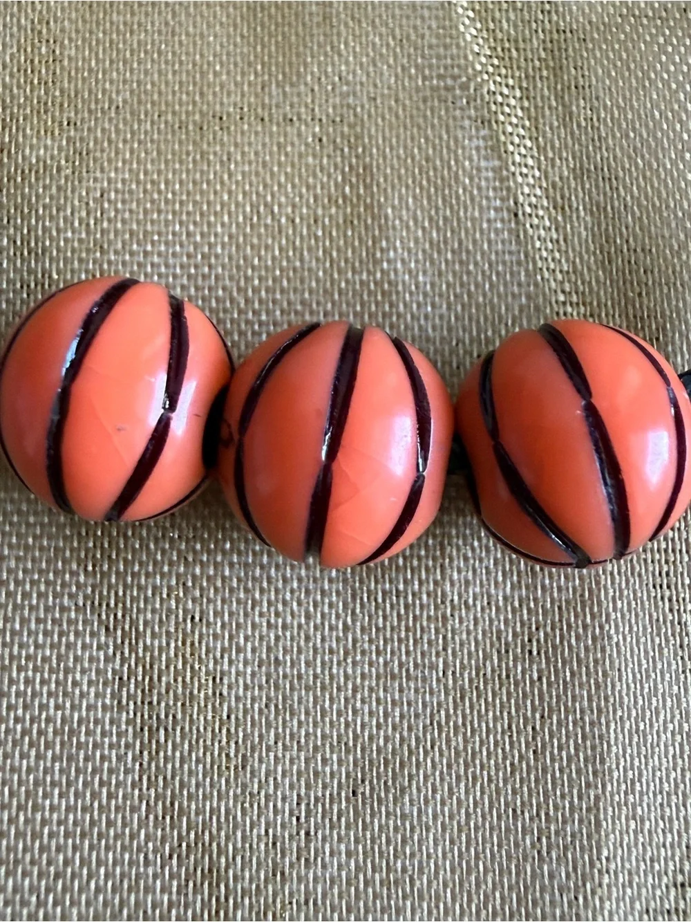 Kids Adjustable Black Cord Bracelet with Orange Basketball Beads